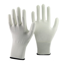 NMSAFETY 13 gauge strick liner beschichtete weiße pu handschuhe zum verkauf